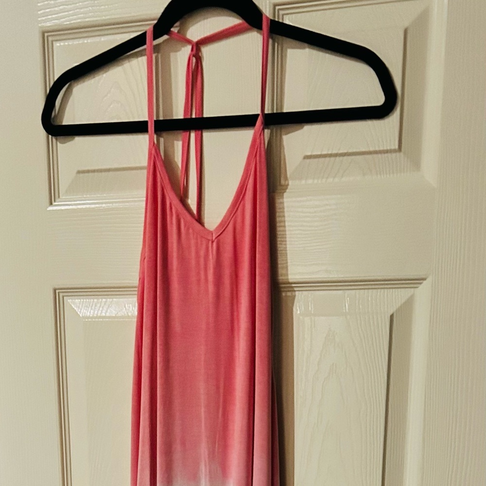 American Twist Los Angeles Pink Ombre Halter Maxi Dress Small Made in USA